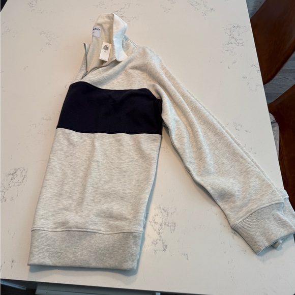 Gray and Navy Quarter-Zip polo Sweatshirt NWT - Picture 7 of 8